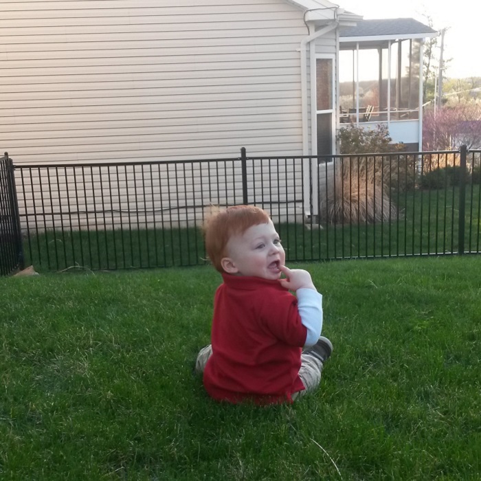 fred sits in yard
